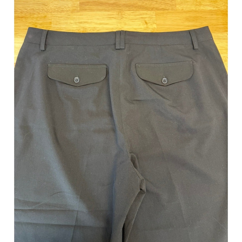 Dressbarn Black Capri Pants Women 14 Cropped Career Trousers Button Cuff Detail